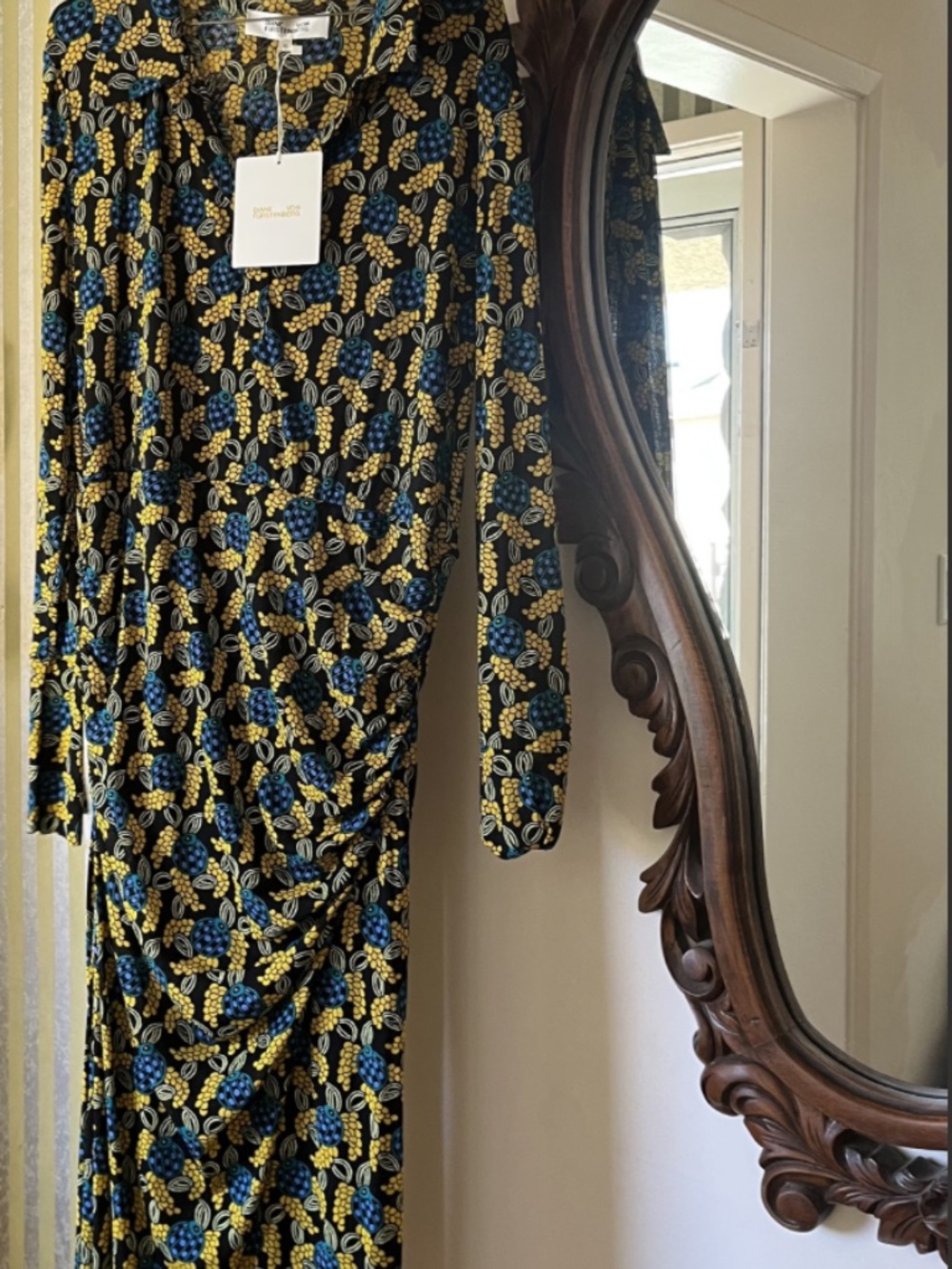 Diane Von Furstenberg (RARE) NWT Lilly Mesh AUTUMN BERRIES Midi Dress - Picture 6 of 6